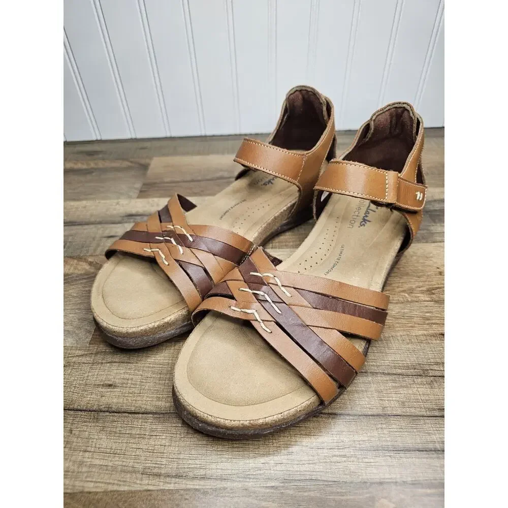 Clarks‎ Women's Roseville Leather Sandals Size 10 M NEW Bohemian Comfort